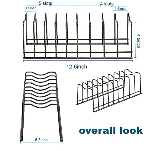 CELEORIS Pot Lid Holder Organizer, Kitchen Countertop Storage Rack Cutting Boards, Bakeware, Pots & Pans, Serving Trays, Reusable Containers in Cabinet Pantry, Stainless Steel (1, Black) - Image 2
