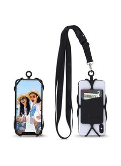 Universal Crossbody Pocket Cell Phone Lanyard Compatible with iPhone, Galaxy & Most Smartphones, Includes Phone Case Holder,Neck Strap Black