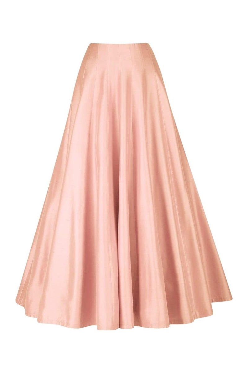 JANAK Silk Fabric Long ghera Kali Pattern Skirt (Peach) - Image 3
