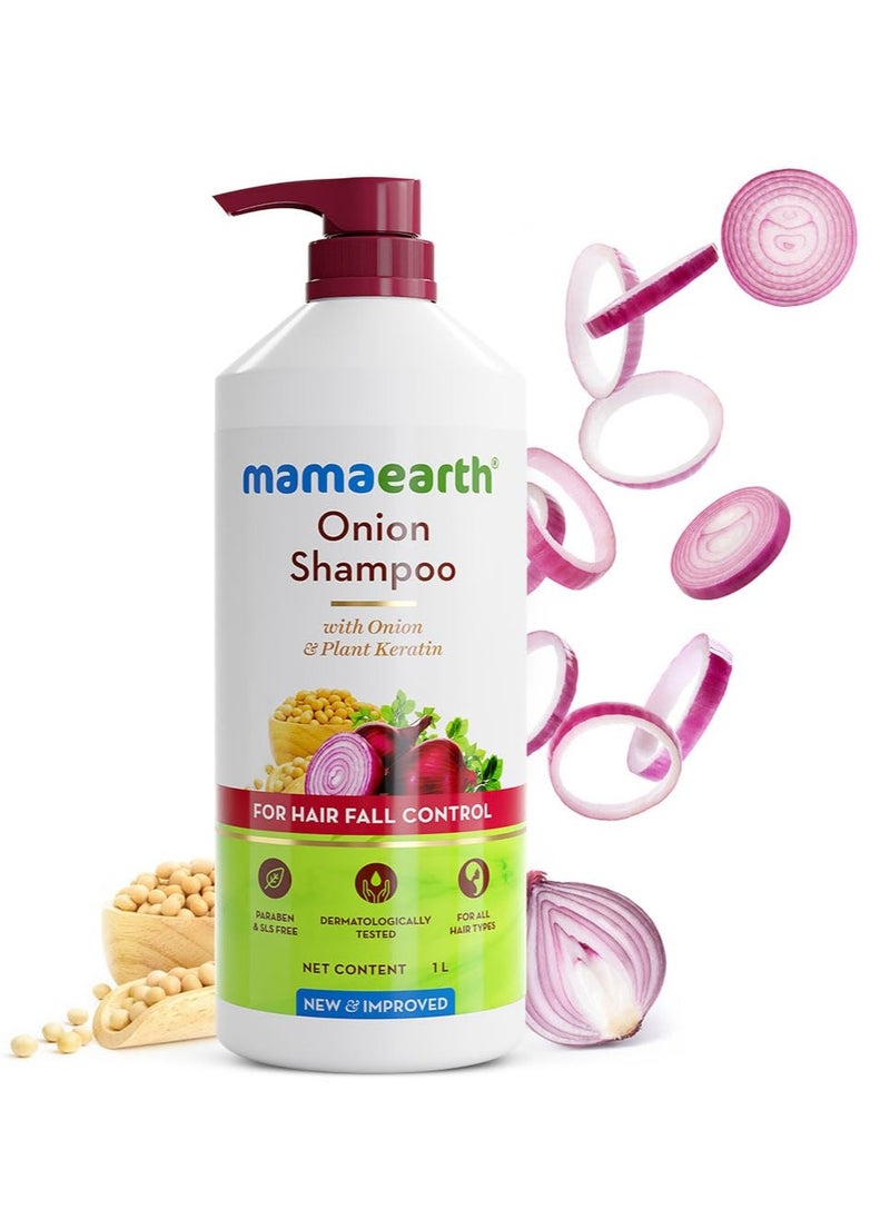 Mamaearth - Mamaearth Onion Shampoo for Hair Growth and Hair Fall Control with Onion and Plant Keratin - 1 Litre - Image 1