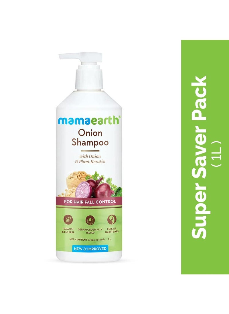 Mamaearth - Mamaearth Onion Shampoo for Hair Growth and Hair Fall Control with Onion and Plant Keratin - 1 Litre - Image 1