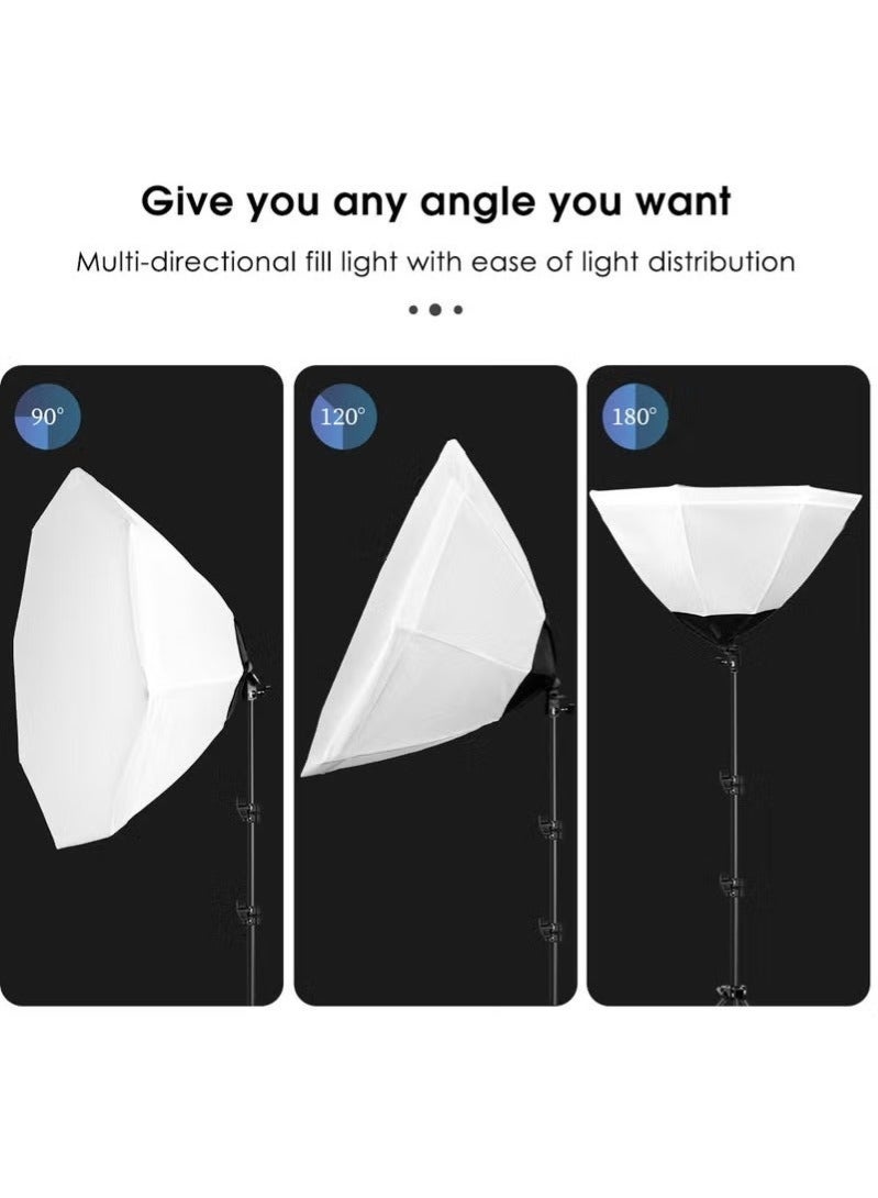 والالا مجموعة إضاءة التصوير مع لمبات 280 وات ثلاثية الألوان مع جهاز تحكم عن بُعد، صندوق الإضاءة، حامل مع ذراع دوار، حقيبة حمل لتصوير الفيديو، والتصوير البورتريه. - Image 4