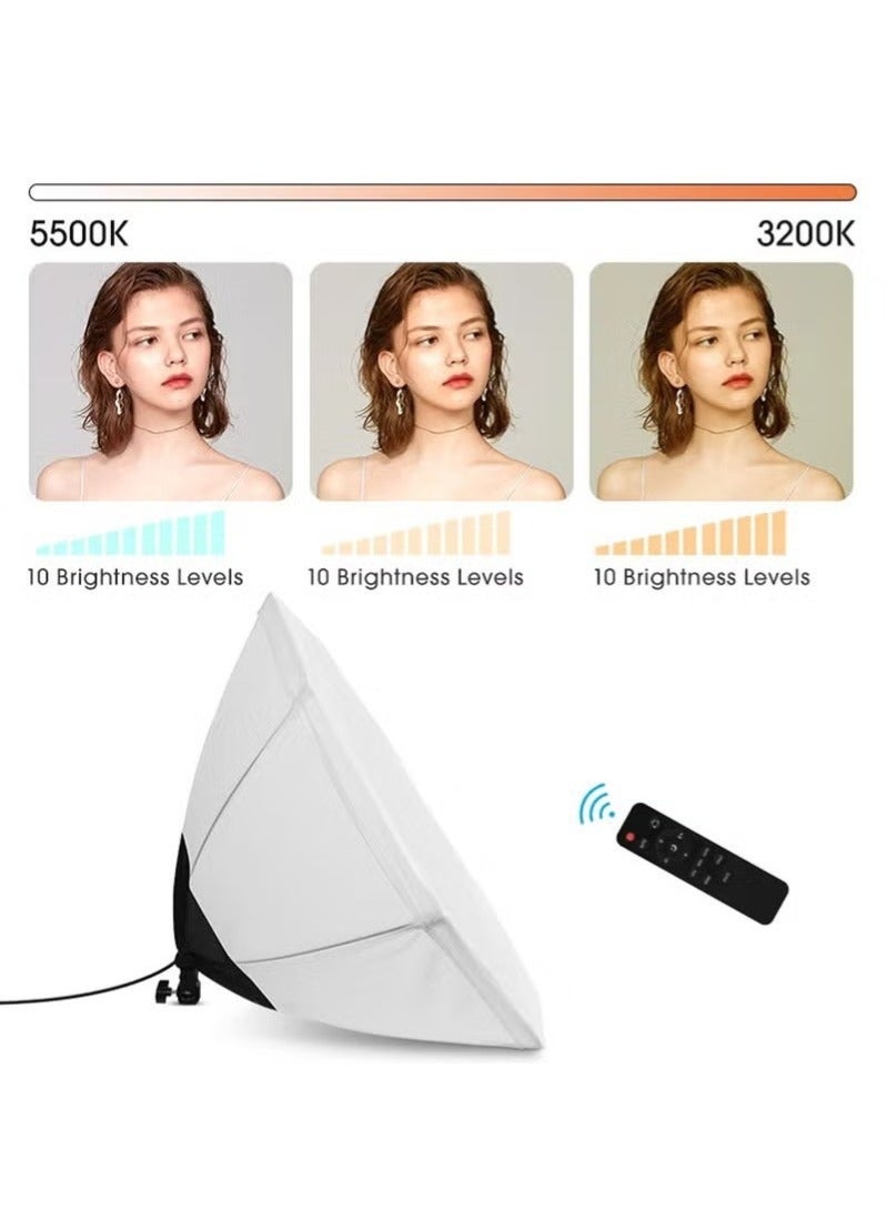 والالا مجموعة إضاءة التصوير مع لمبات 280 وات ثلاثية الألوان مع جهاز تحكم عن بُعد، صندوق الإضاءة، حامل مع ذراع دوار، حقيبة حمل لتصوير الفيديو، والتصوير البورتريه. - Image 3