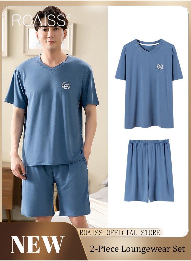 Men 2 Piece Loungewear Set Short Sleeves & Shorts Modal Pajamas Loose & Comfortable Skin Friendly Fabric Soft & Versatile Design - pzsku/Z577C551FF3BC25DEA1B9Z/45/_/1697510899/ead5895e-fb25-4656-afba-d22689bb1046