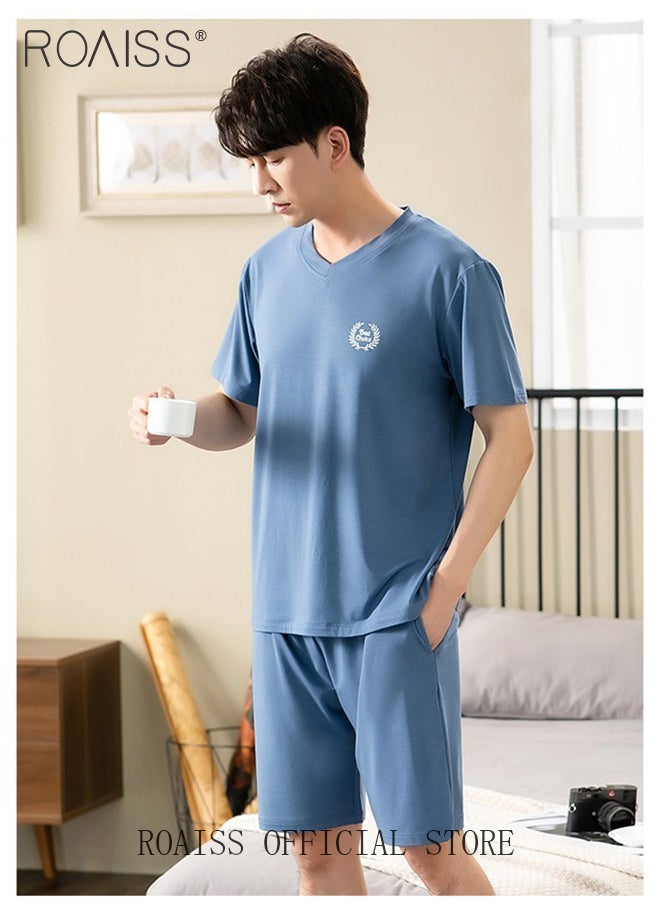 Men 2 Piece Loungewear Set Short Sleeves & Shorts Modal Pajamas Loose & Comfortable Skin Friendly Fabric Soft & Versatile Design - pzsku/Z577C551FF3BC25DEA1B9Z/45/_/1697510903/9de234f4-e16b-4b42-bd6f-0d5946341e3c