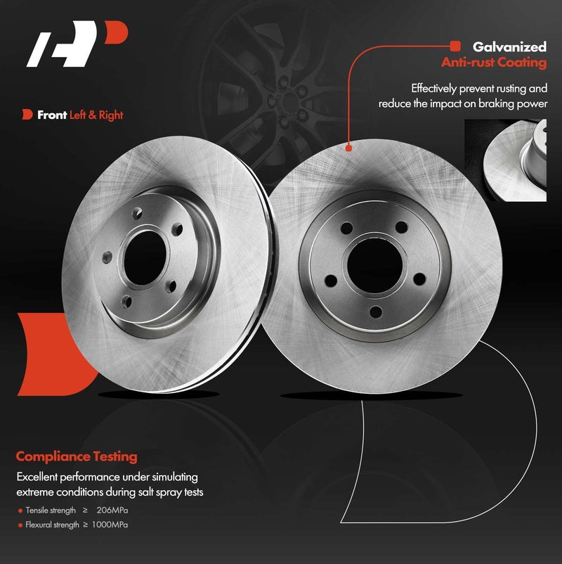 A-Premium أقراص فرامل أمامية مهوّاة A-Premium بحجم 11.81 بوصة (300 مم) متوافقة مع بعض طرازات فورد وفولفو - إسكايب 2013-2019، C-Max 2013-2017، C30 2007-2013، C70 2006-2012، S40 2004-2011 V50، مجموعة من قطعتين - Image 2