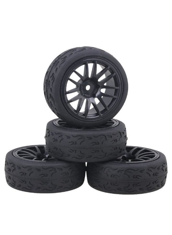 Generic - 1/10 Level Running Racing Highway Street Running RV Wear-resistant Tire HSP Unlimited RC Remote Control Model Car Four Pack-Color:D19 + A Wheel Hub - Image 1