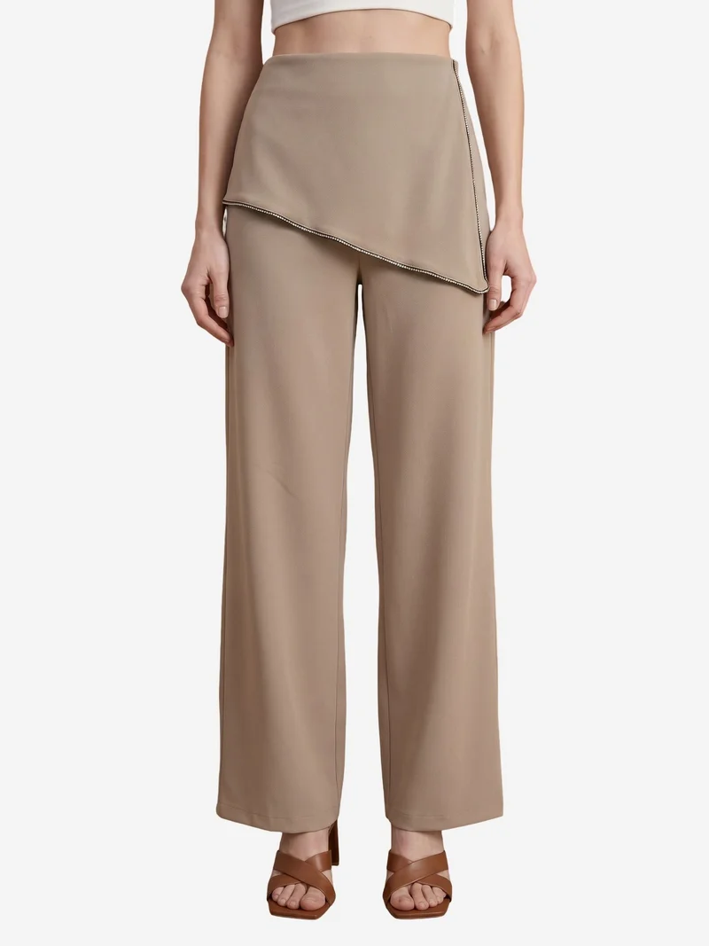 ماي فاشن MY FASHION High-Waist Wide-Leg Crepe Trousers
