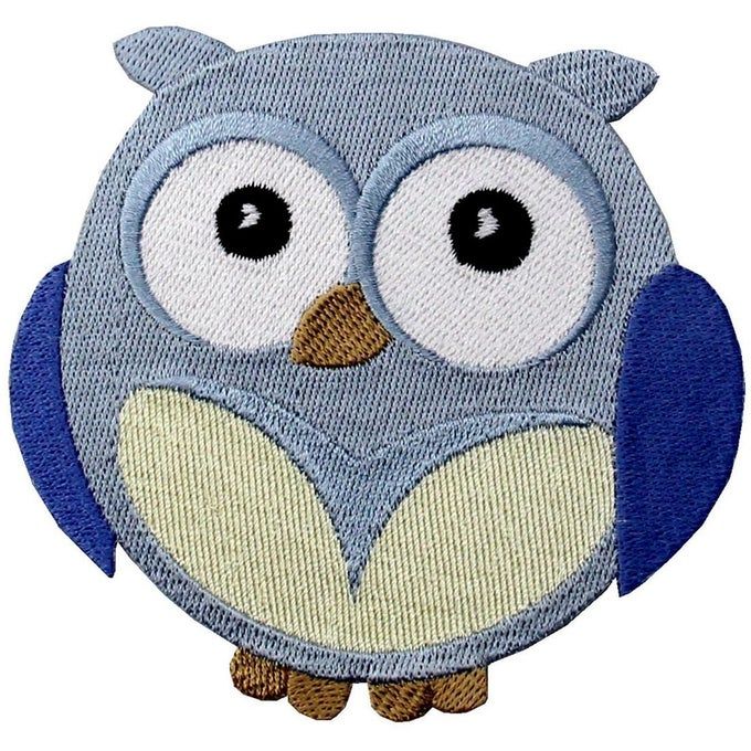 WIDEEYED BABY BOY OWL EMBROIDERED APPLIQUE IRON ON SEW ON PATCH