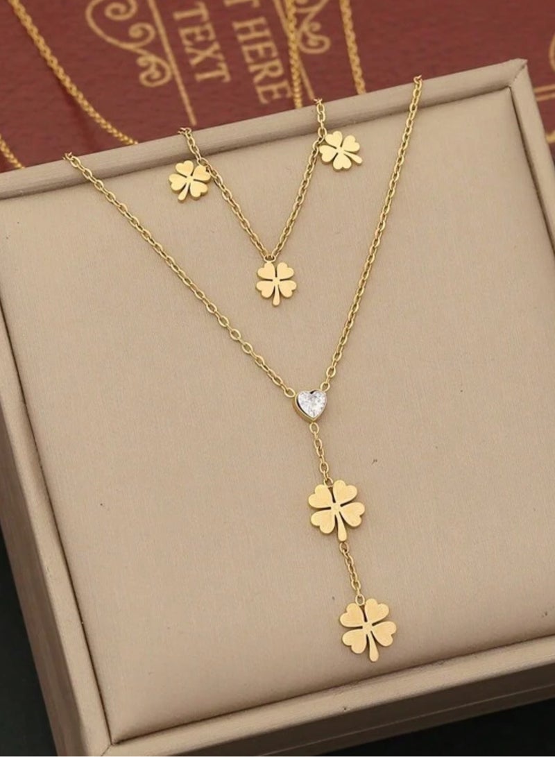 إيكوال سلسال نسائي أنيق من الاستانلس ستيل مطلي باللون الذهبي - Image 2