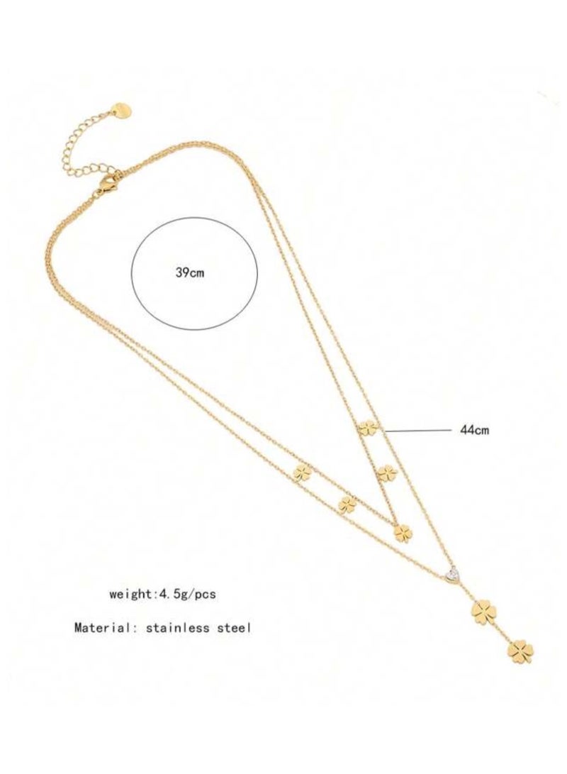 إيكوال سلسال نسائي أنيق من الاستانلس ستيل مطلي باللون الذهبي - Image 3