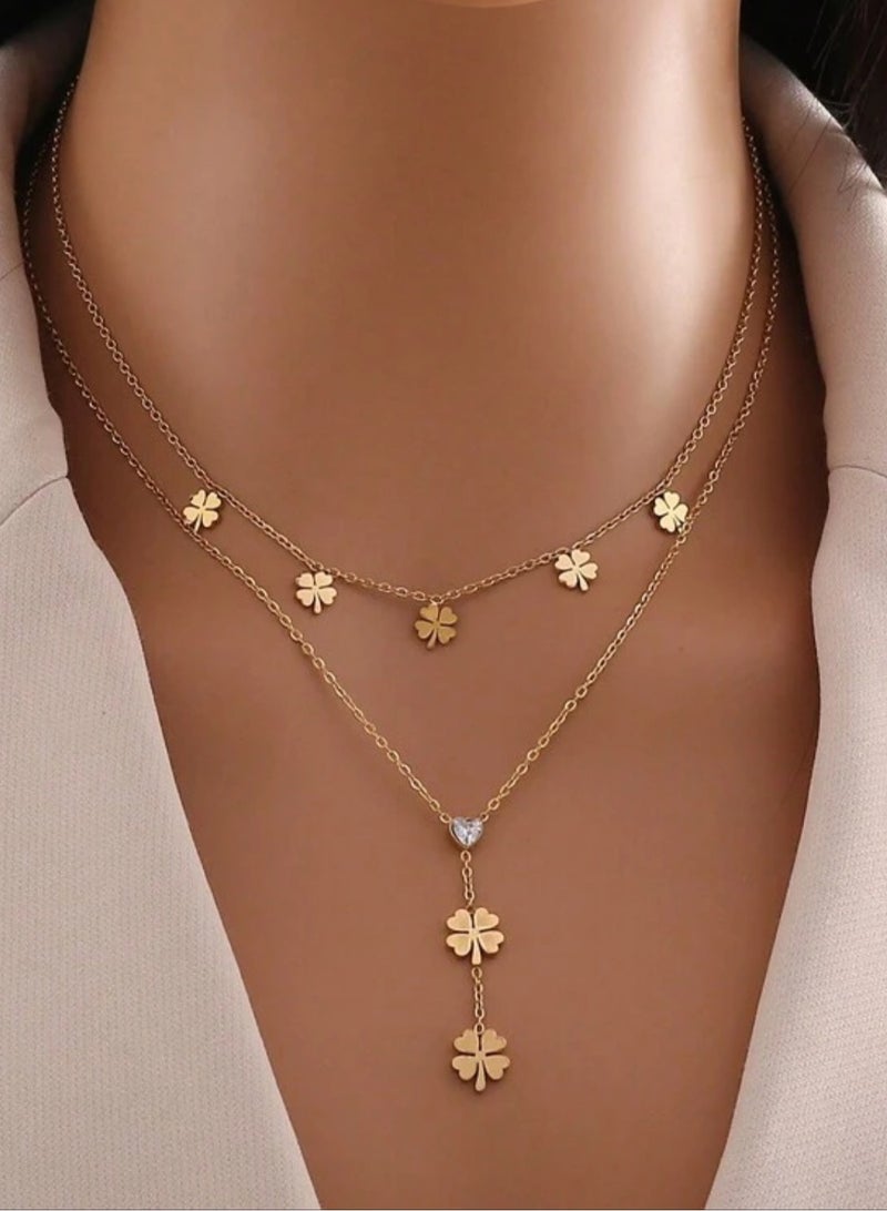 إيكوال سلسال نسائي أنيق من الاستانلس ستيل مطلي باللون الذهبي - Image 1