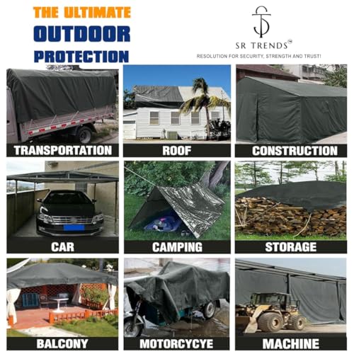 SR TRENDS 700 GSM Waterproof Tarpaulin | Durable, UV-Resistant Tarp for Outdoor, Construction & Camping (Grey, 15 x 9 FT) - Image 5