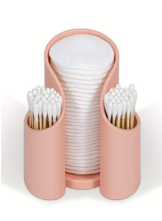 MIXNEX Makeup Cotton Pad & Swab Organizer - Disposable Cup Storage Box - Compact Beauty Supplies Holder for Vanity, Bathroom or Dresser (Pink) - Image 1