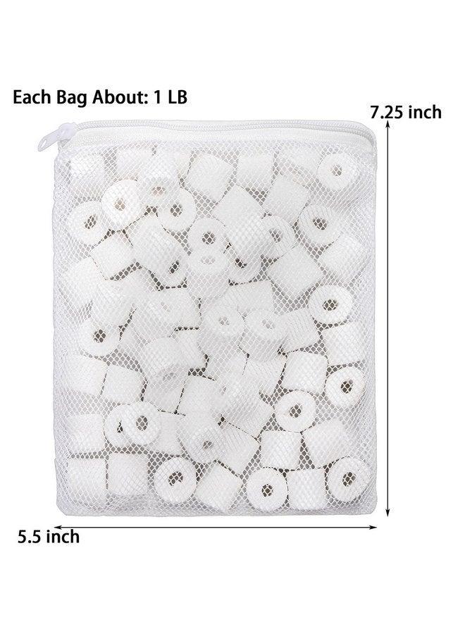 TOPZEA 6 Lb Aquarium Filter Media Ceramic Rings, Premier Bio Filter Medias with Zipper Mesh Bags for Koi Pond, Canister, Fish Tank Filter, Pure White - Image 2