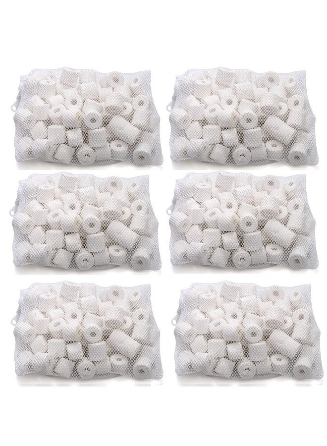 TOPZEA 6 Lb Aquarium Filter Media Ceramic Rings, Premier Bio Filter Medias with Zipper Mesh Bags for Koi Pond, Canister, Fish Tank Filter, Pure White - Image 1