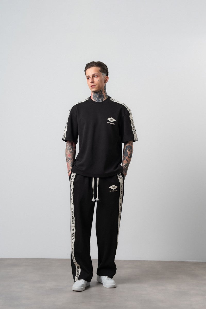 RESPIRE Men's FFB Striped Detail Regular Fit Tracksuit Set Black - Image 1