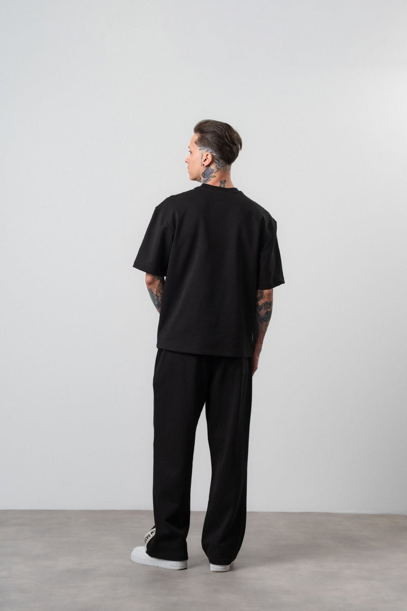 RESPIRE Men's FFB Striped Detail Regular Fit Tracksuit Set Black - Image 3