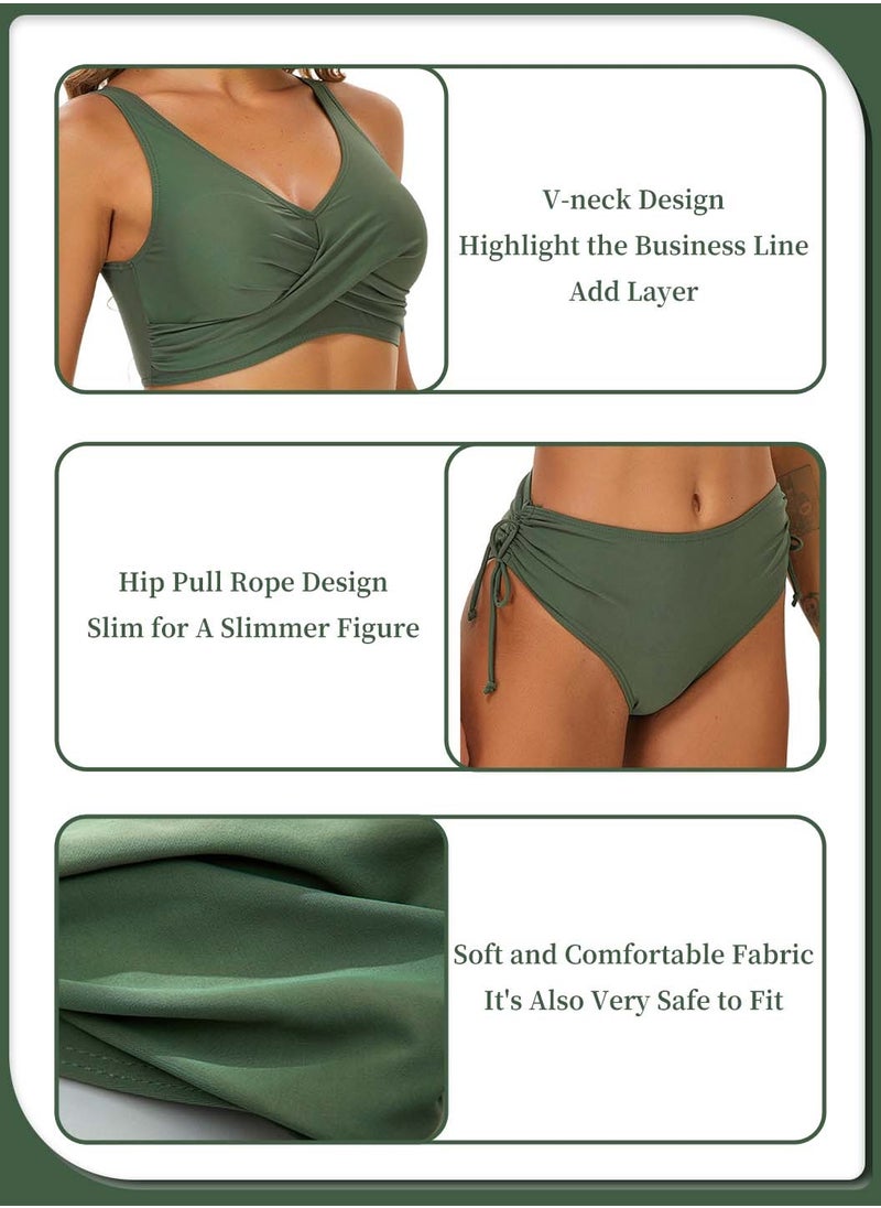 Moovant - Women's 2-piece Bikini Swimsuit, Solid Color Push Up Beachwear, High Waisted Ladies Swimwear Set, Skin friendly with Chest Pad Swimming and Wading Wear - Image 1