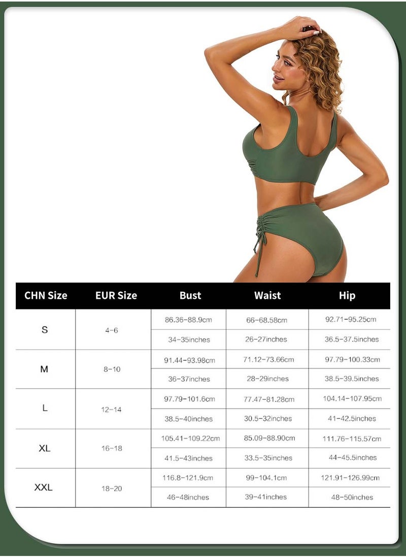 Moovant - Women's 2-piece Bikini Swimsuit, Solid Color Push Up Beachwear, High Waisted Ladies Swimwear Set, Skin friendly with Chest Pad Swimming and Wading Wear - Image 1