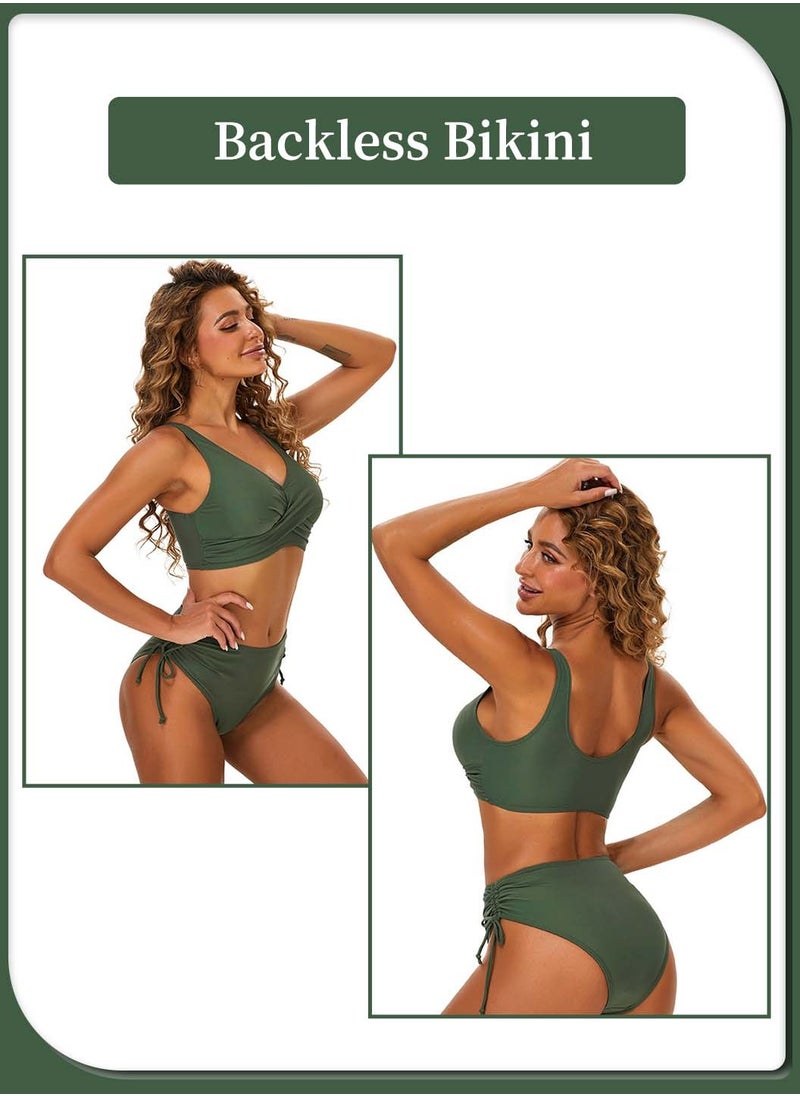 Moovant - Women's 2-piece Bikini Swimsuit, Solid Color Push Up Beachwear, High Waisted Ladies Swimwear Set, Skin friendly with Chest Pad Swimming and Wading Wear - Image 1