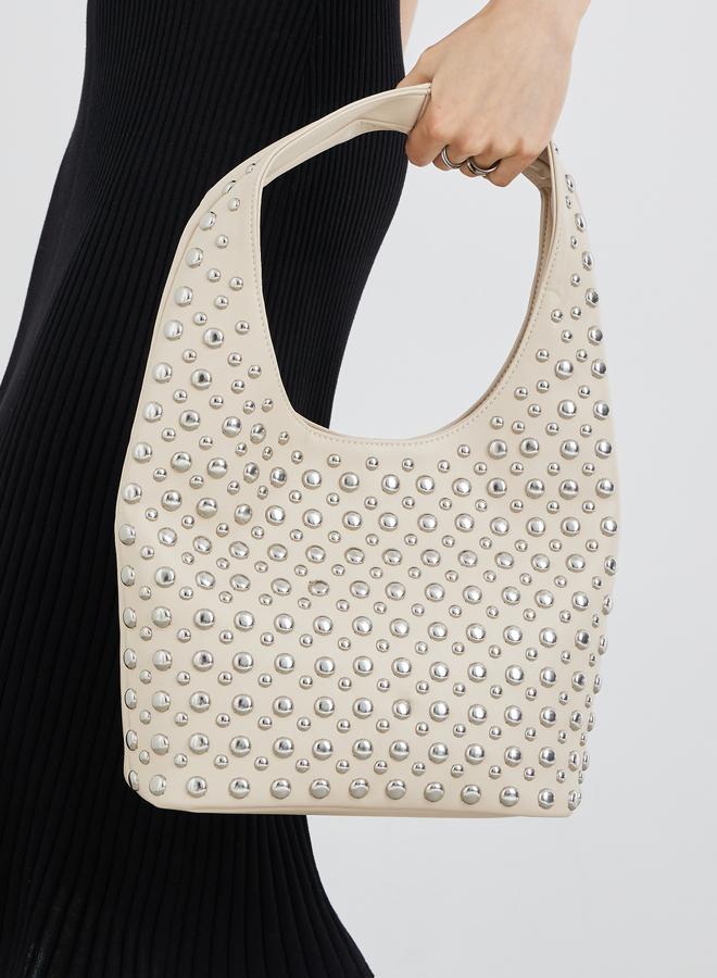 Styli Studded Hobo Bag with Snap Closure - Image 3