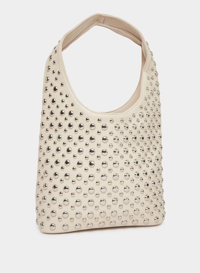 Styli Studded Hobo Bag with Snap Closure - Image 1