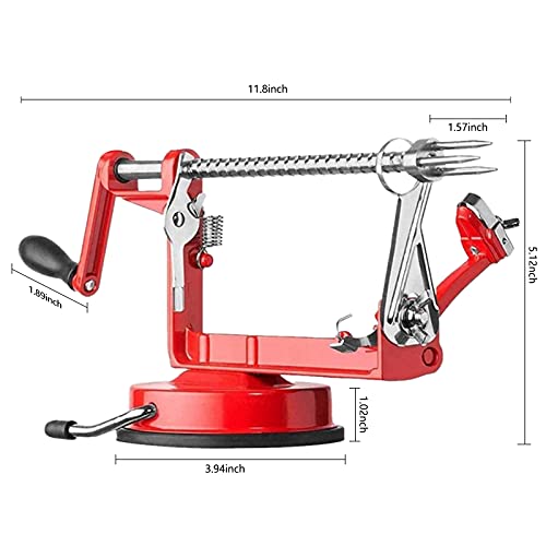 ACOTUM Apple Peeler, Slicer Corer Potato Peelers 3 In 1, Stainless Steel Heavy Duty Suction Cup Base And 7 Extra Blades (Red) - Image 3