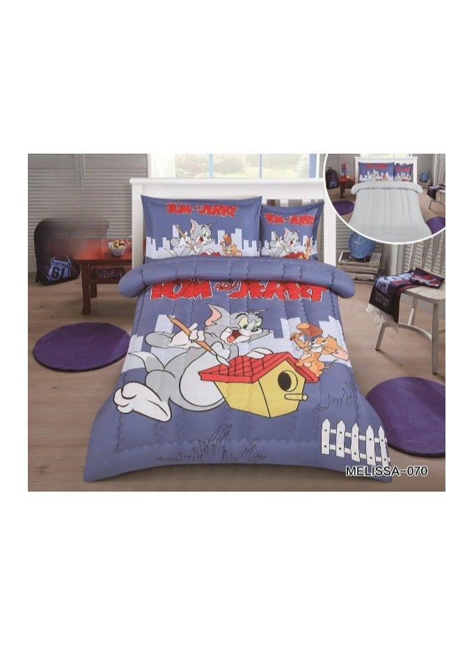 Cartoon Kids Bed Sheet 4 Pieces - Multicolor Size 230 x 170 - Image 1