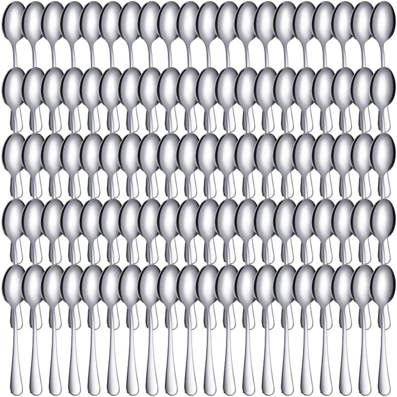 100 Pcs Demitasse Espresso Spoons Stainless Steel Bulk 433 Small Mini Coffee Tasting Dessert Spoons for Kitchen Dessert Tea Appetizer 118 WideClassic StyleSilver