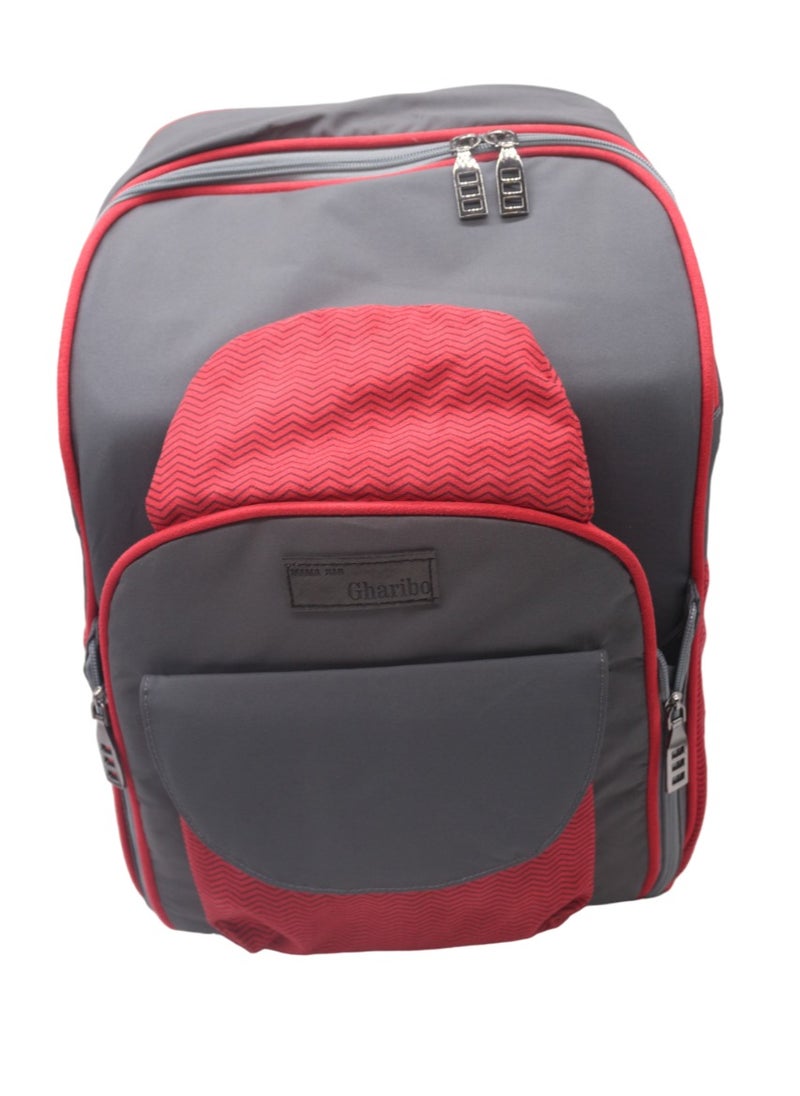 Gharibo Bags Moms bag & portable dining chair for baby ,multi-function backpack with Large capacity two in one - Zigzag.  - Image 2