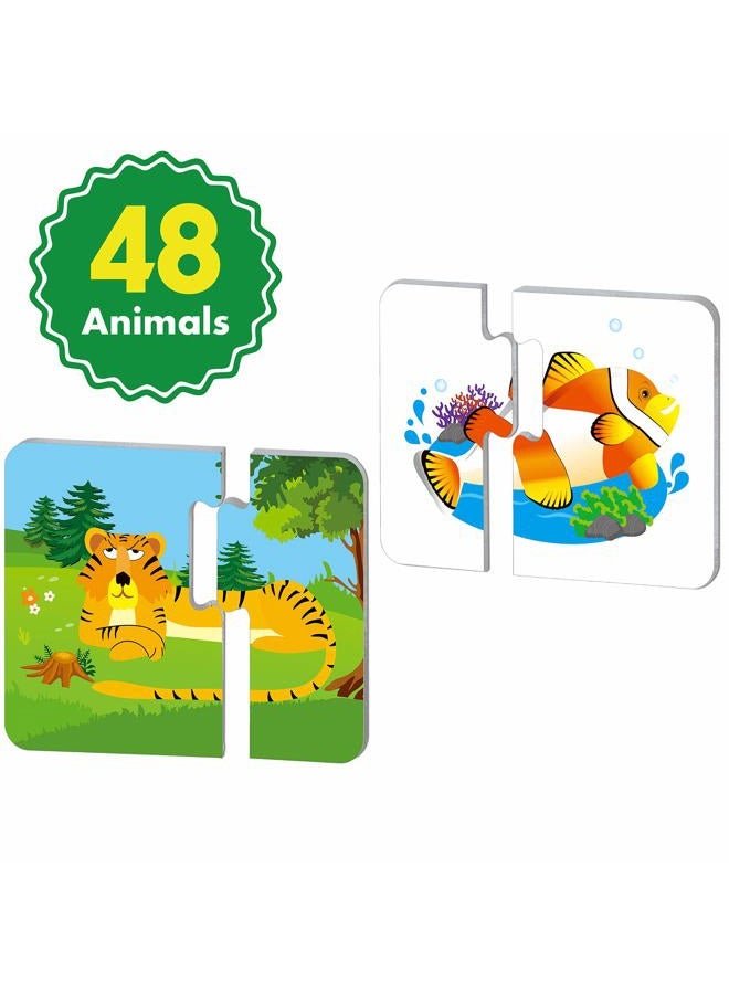 SpriteGru 48 Animal Matching Puzzles with Error-Correction Mechanism Pre-Primer in 2 Pieces, Perfect for Preschool Learning (24 Blocks Double Sided) - Image 5