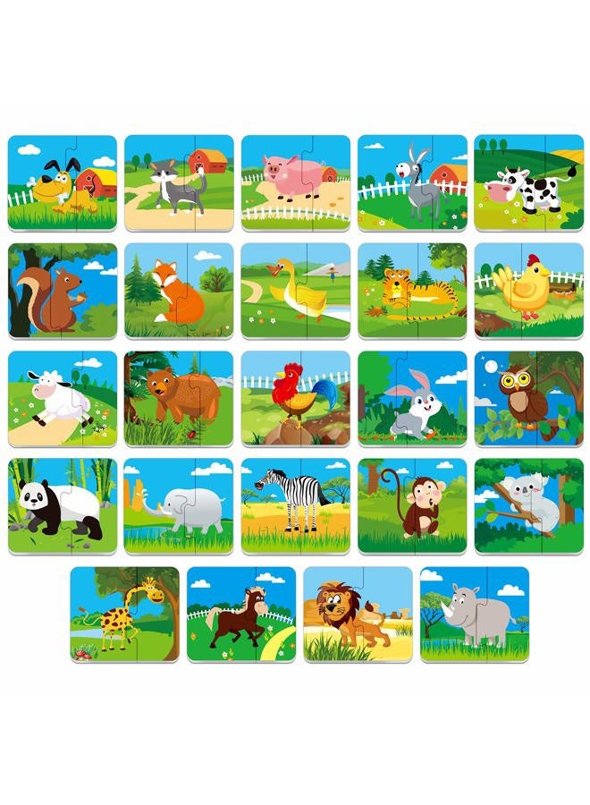 SpriteGru 48 Animal Matching Puzzles with Error-Correction Mechanism Pre-Primer in 2 Pieces, Perfect for Preschool Learning (24 Blocks Double Sided) - Image 3