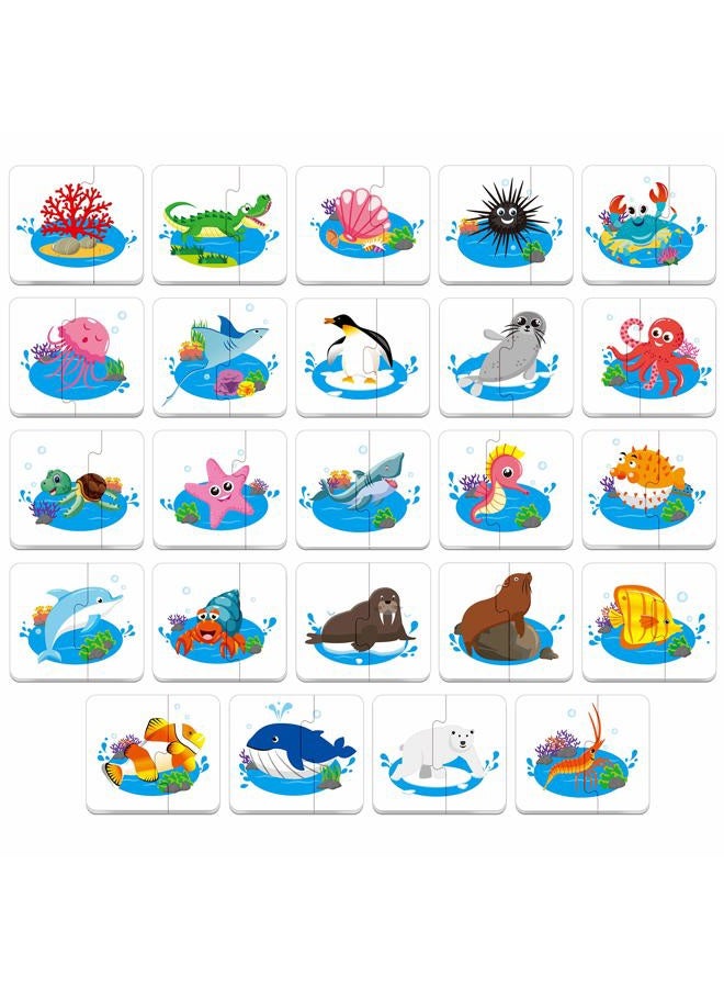 SpriteGru 48 Animal Matching Puzzles with Error-Correction Mechanism Pre-Primer in 2 Pieces, Perfect for Preschool Learning (24 Blocks Double Sided) - Image 4