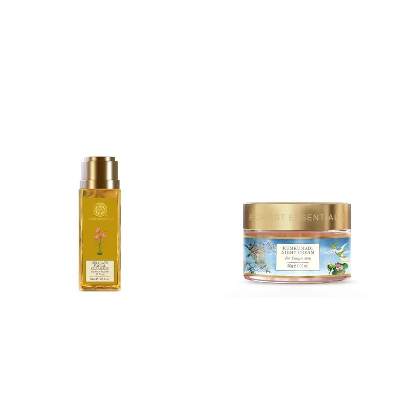 Forest Essentials Forest Essentials Delicate Facial Cleanser Saffron and Neem 50ml and Night Cream Kumkumadi Keram 30g - Image 1