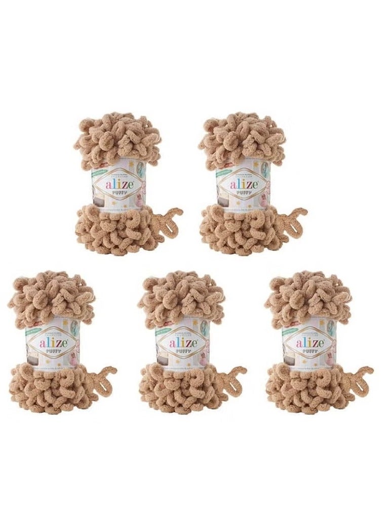 ALIZE 5 Pcs Puffy Micropolyester Hand Knitting Yarn For Blanket