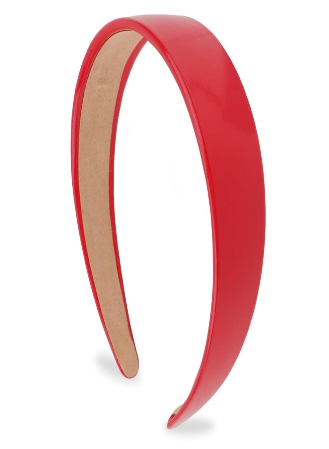 AMCAMI Dark Red Headband 1.18 Inch PU Leather Headband Plain Solid Hair Band Wide Thick Hair Band for Women Non-slip Hair Accessories for Women Girls - Image 1