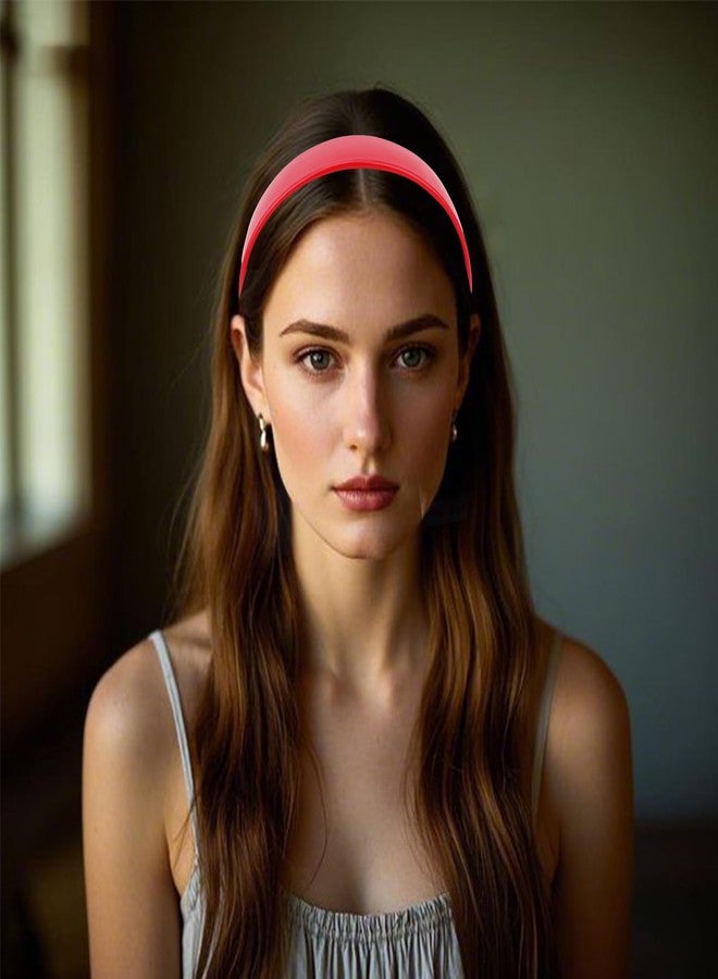AMCAMI Dark Red Headband 1.18 Inch PU Leather Headband Plain Solid Hair Band Wide Thick Hair Band for Women Non-slip Hair Accessories for Women Girls - Image 4