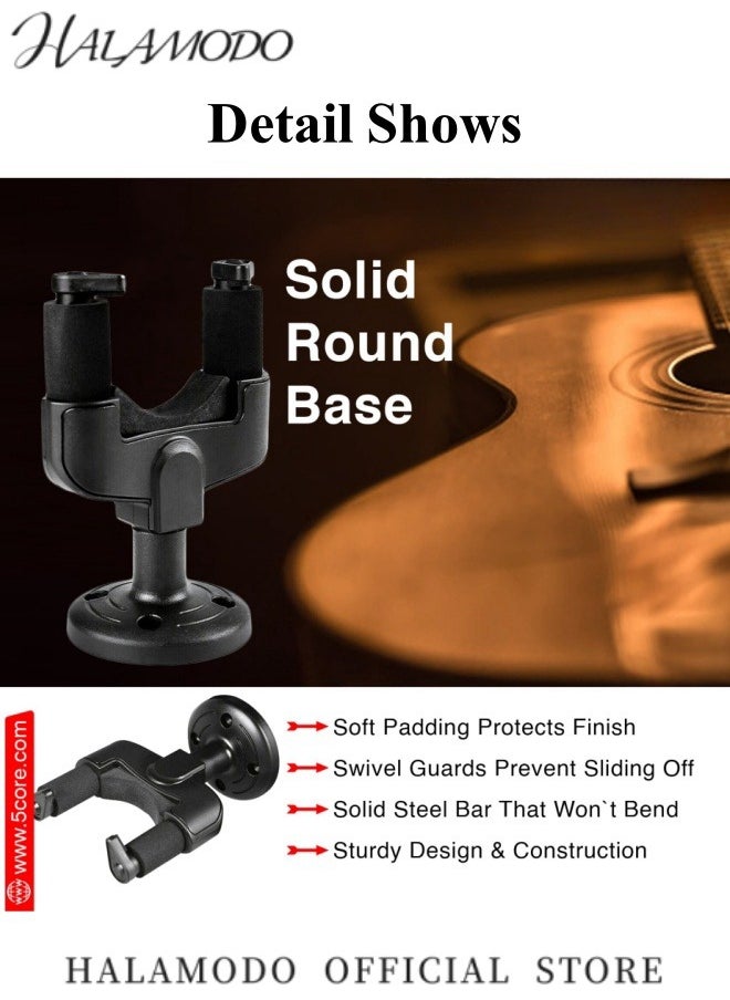 HALAMODO - 2PCS Guitar Wall Mount Guitar Hanger Wall Guitar Mount Hanger Hook Holder Stand Guitar Holder Hook for Bass & Electric Guitar & Ukulele - Image 1
