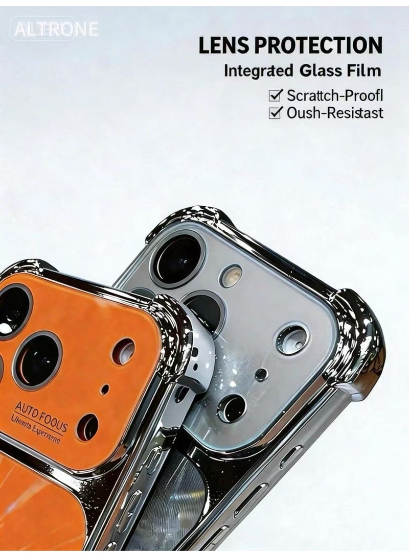 ألترون جراب ALTRONE الفاخر المقاوم للصدمات بتصميم قرص مضغوط لهاتف iPhone 17 Pro Max | إطار مطلي بالكهرباء | واقي عدسة زجاجي مدمج | مقاوم لبصمات الأصابع | برتقالي عصري نابض بالحياة - Image 2