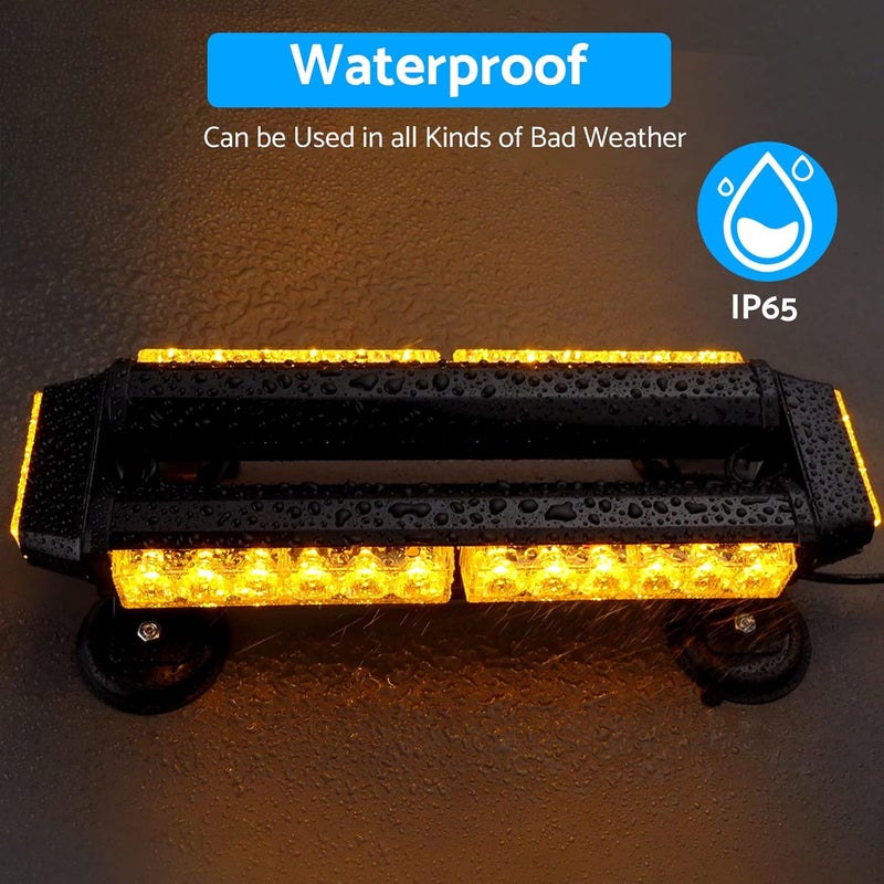 eSynic Magnetic Flashing Beacon Lights IP65 Waterproof Beacon Light for Vans Emergency 30 LEDs Amber Beacon Lights with 7 Flash Modes Flashing Recovery Strobe Light Perfect for Car Truck Trailer etc - Image 4