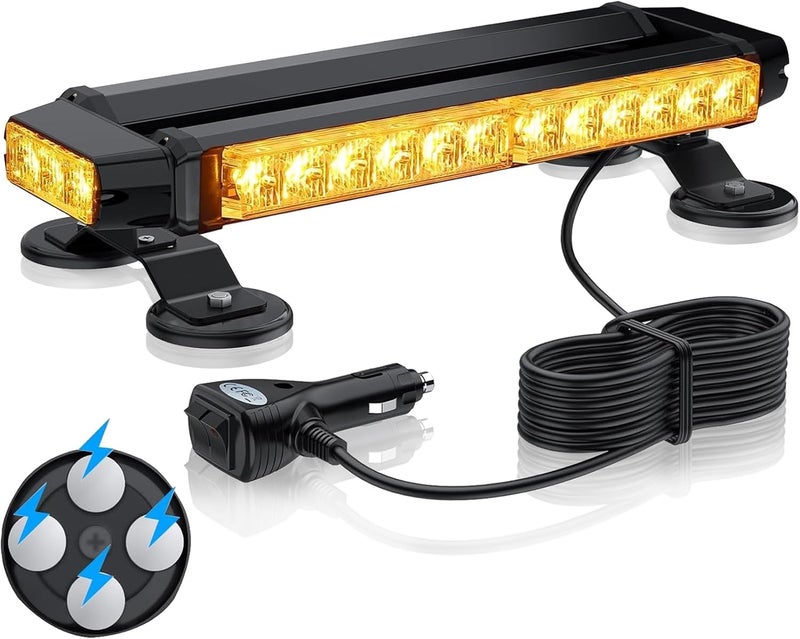 eSynic Magnetic Flashing Beacon Lights IP65 Waterproof Beacon Light for Vans Emergency 30 LEDs Amber Beacon Lights with 7 Flash Modes Flashing Recovery Strobe Light Perfect for Car Truck Trailer etc - Image 1
