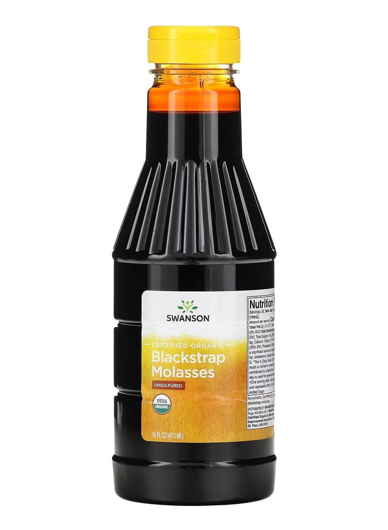 Swanson, دبس السكر الأسود العضوي المعتمد، خالي من الكبريت، 16 أونصة سائلة (473 مل)