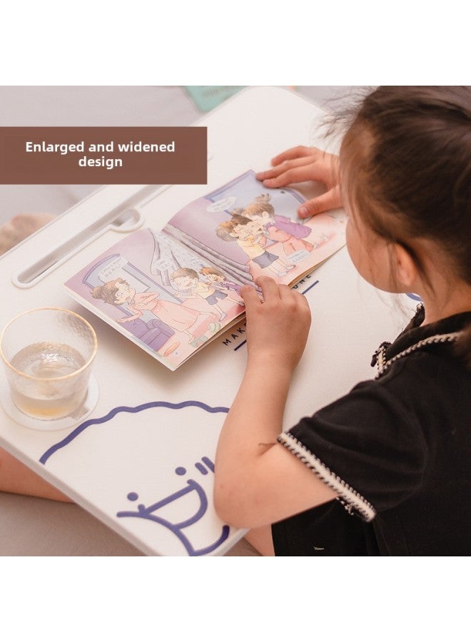 Laptop Desk Bed Folding Table Lazy Small Table Bedroom Sitting Student Dormitory Home Study Desk-Color:PU-007,W Leg, Card Slot + Cup Holder  - Image 5