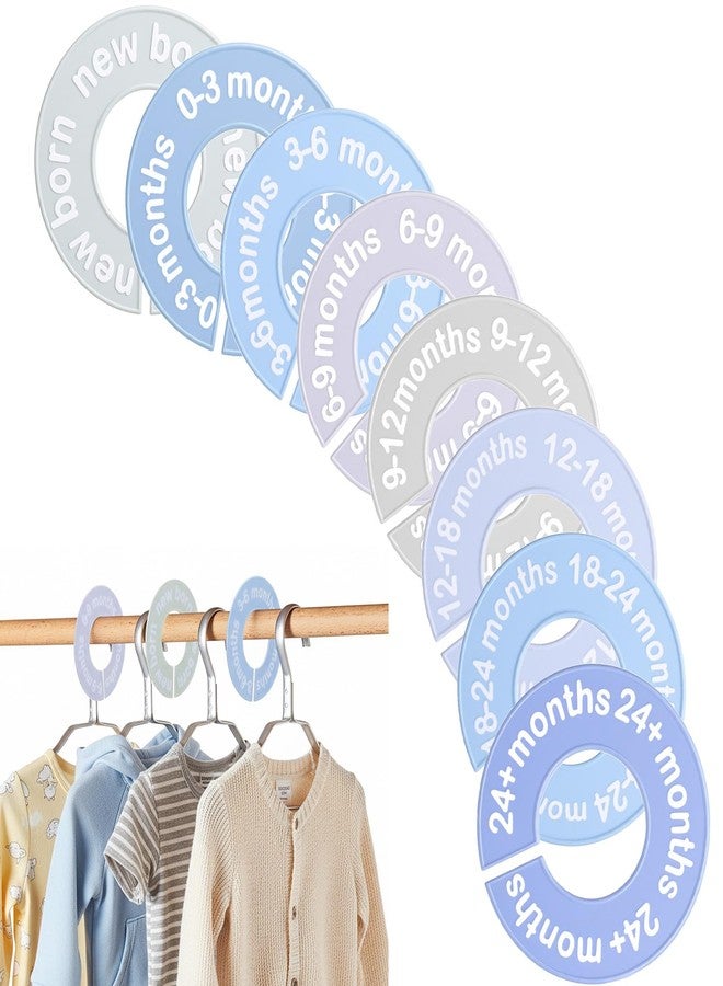 HaiFafafaing Baby Closet Size Dividers for Clothes 0-24 Months, 8 Pack Small Round Closet Divider Double-Sided Design Fits Most Rods, Blue Nursery Clothing Organizer & Wardrobe Decor - Image 1