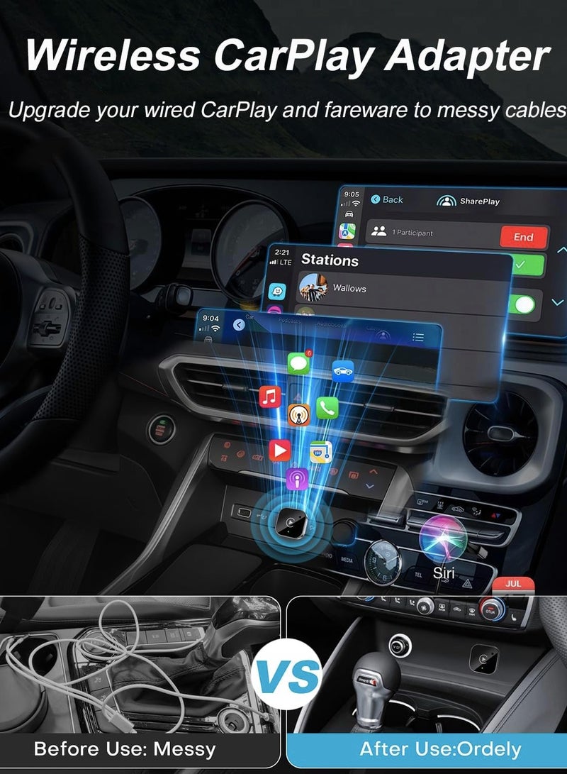 Generic Upgrade 2-in-1 Wireless CarPlay & Android Auto Adapter, Plug & Play CarPlay Dongle Converts Wired to Wireless, Ultra-Fast Auto Connect, Lag-Free Streaming，Compact Design for iPhone & Android with USB/USB-C Port - Image 3