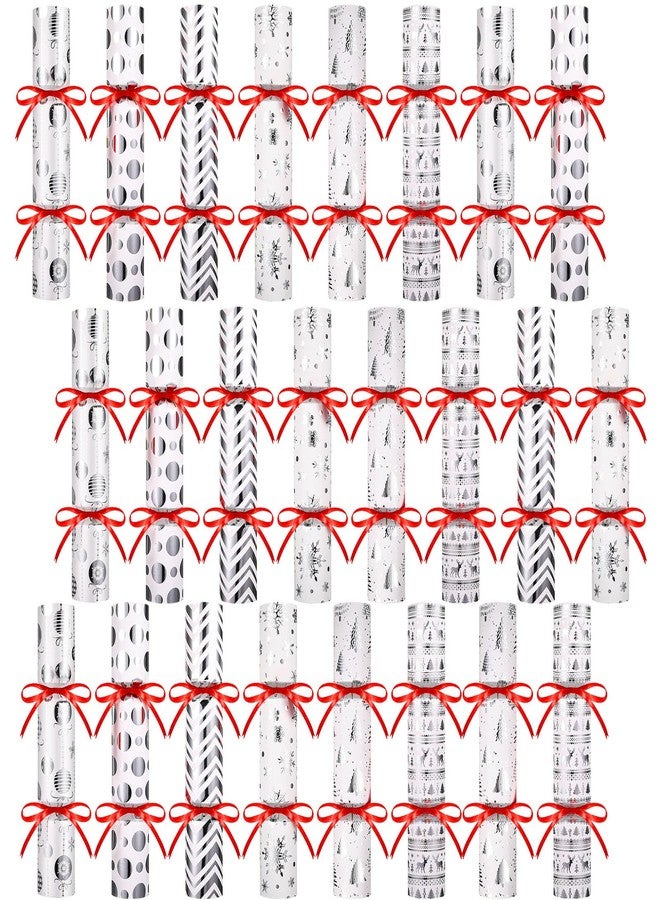 تاوباري مجموعة تاو باري المكونة من 24 عبوة من مفرقعات عيد الميلاد، يمكنك صنعها بنفسك، بدون كسر، هدايا طاولة حفلات عيد الميلاد، هدايا طاولة عطلة عيد الميلاد، مجموعة مفرقعات عيد الميلاد يمكنك صنعها بنفسك للأطفال والكبار، لوازم حفلات بدون كسر (فضي) - Image 1