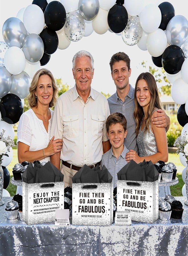 Wayyogh Black White Retirement Gift Bag for Women Men Enjoy the Next Chapter&Fine Then Go and Be Fabulous Gift Bag with Tissue Wrapping Papers and Greeting Card for Farewell Going Away Party Supplies Decor - Image 5