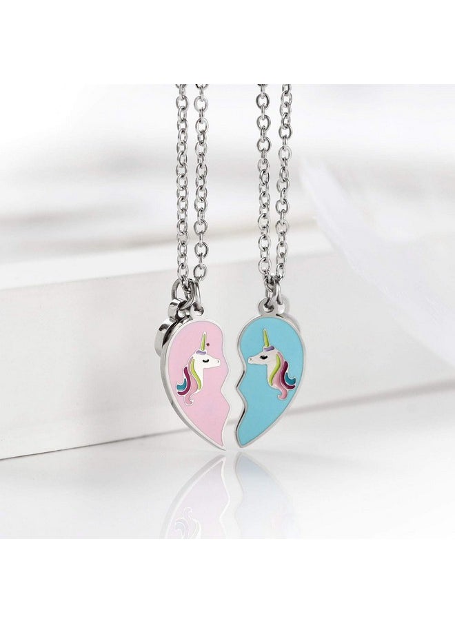 Vinjewelry - VINJEWELRY 2pcs Best Friend Unicorn Stainless Steel Bracelet BFF Heart Jewelry Christmas Birthday Gift for Women & Girls(Blue) - Image 1