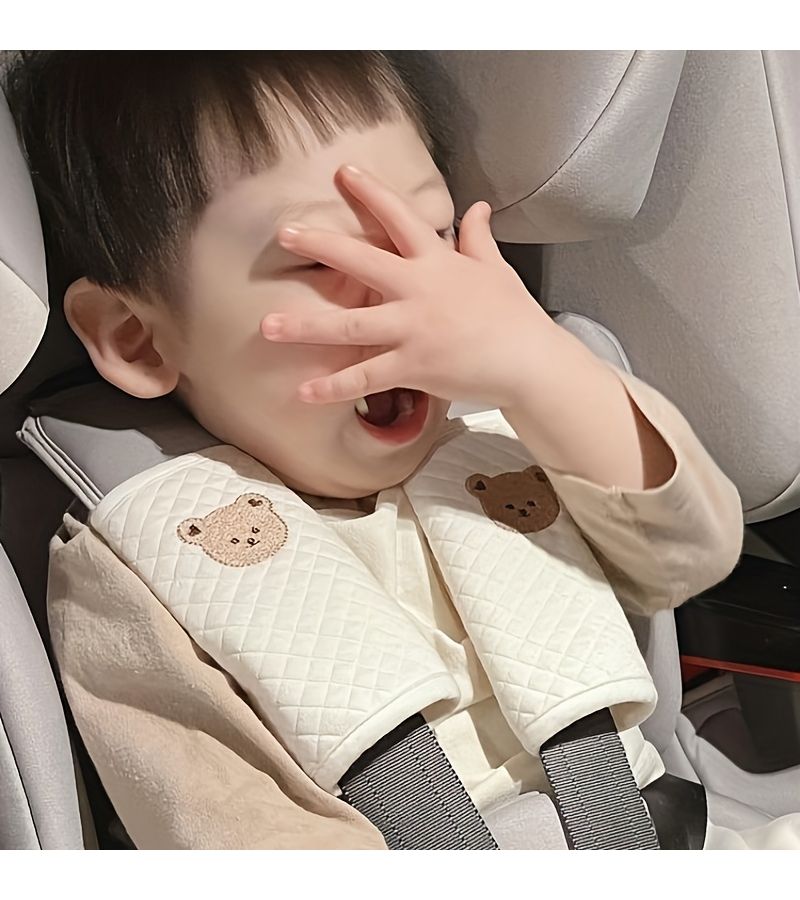 Korean Style Car Seat Shoulder Strap Protectors Tiger Single Cute Cartoon Bear Child Stroller Anti Chafe Straps Seat Belt Protectors Car Interior Decorations - Image 3